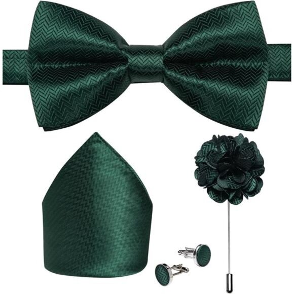 Pre-Tied Bow Ties for Men Dark Green - Picture 1 of 7